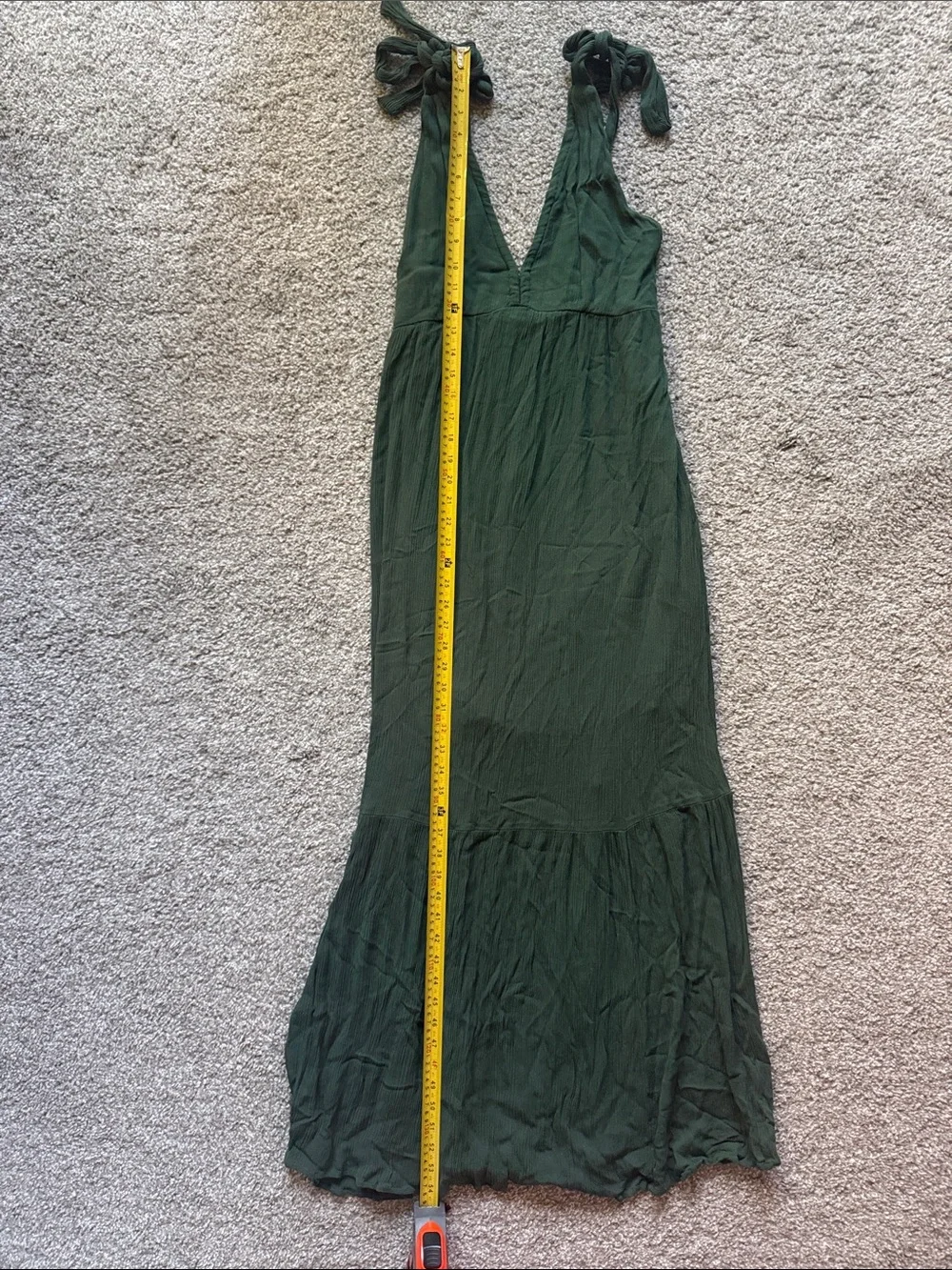 Abercrombie & Fitch Olive V-Neck Tiered Maxi Boho Cottagecore Dress Size XS